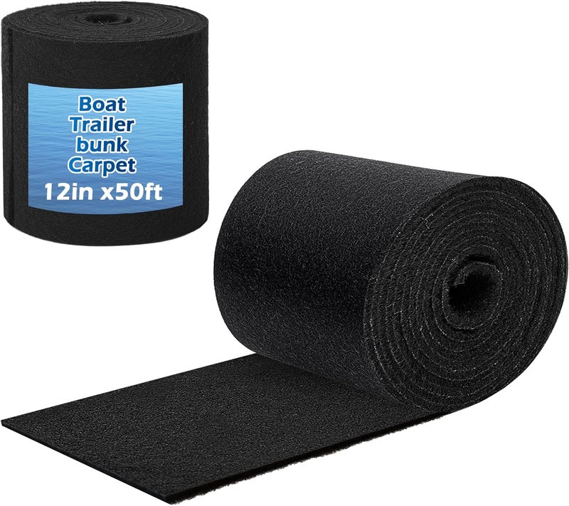 PROLEE Boat Trailer Bunk Carpet Extra Thick,50FT x 12in Marine Trailer Bunk Carpets 25oz, Marine Carpet, Boat Carpet Waterproof, Trailer Bunk Padding for Boats, Jet Ski, 5/16 Inch - Image 1